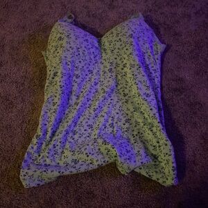 Green floral tank top